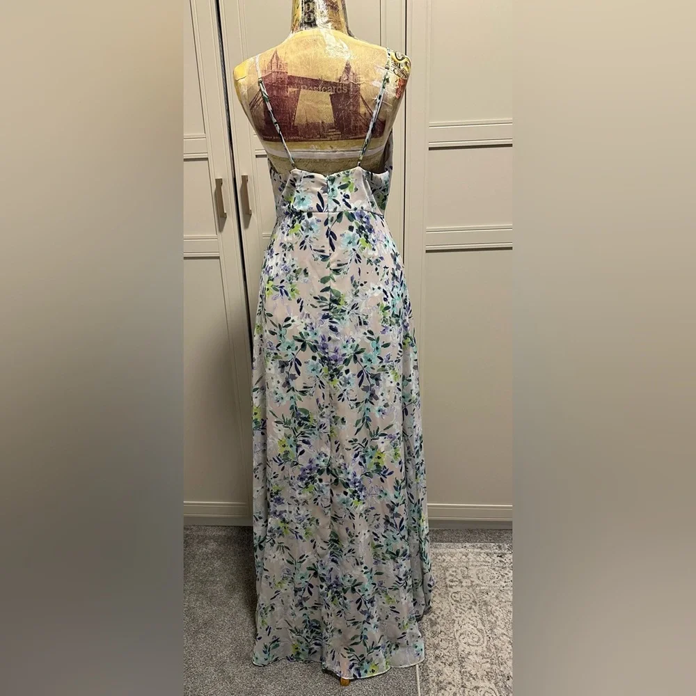 Lulu's Garden Grove Blue Floral Maxi Dress M